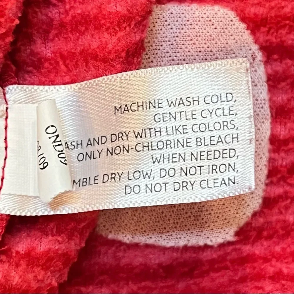 Old Navy Girls XL 14-16 Red Pink Stripe Quarter Zip Fleece Pullover Sweater